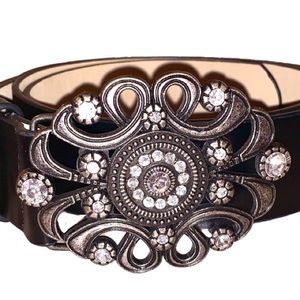 Elegant Black Belt with Crystal Accents